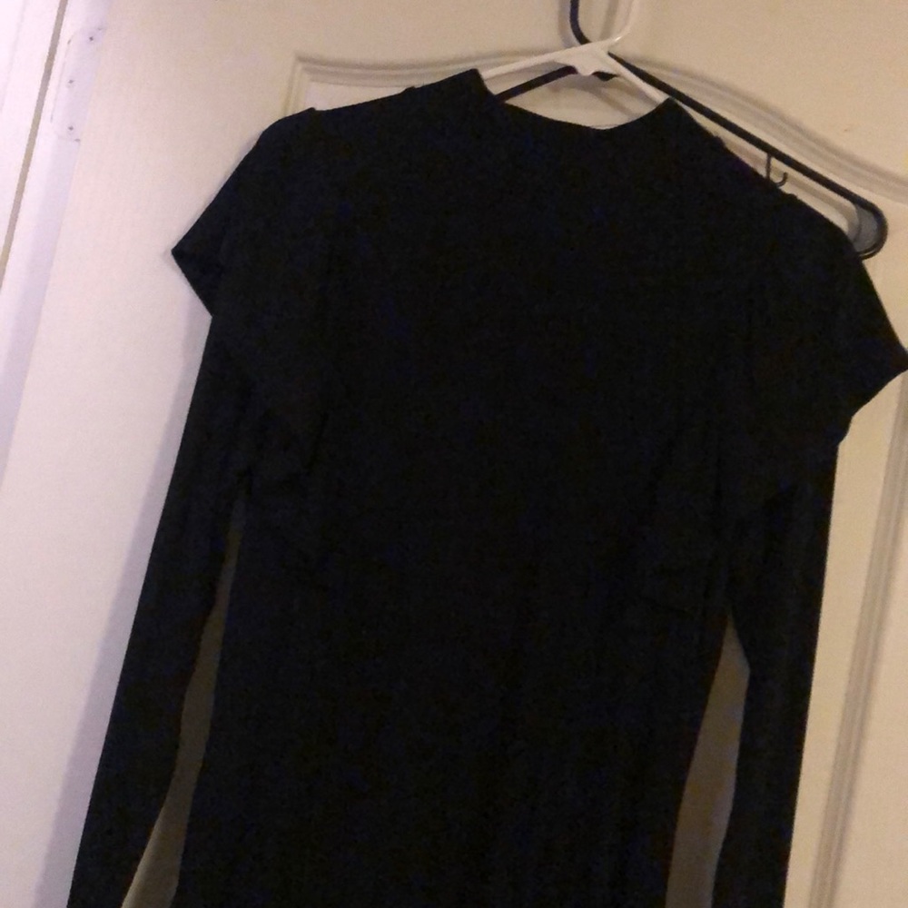 Black ruffle sleeve midi dress